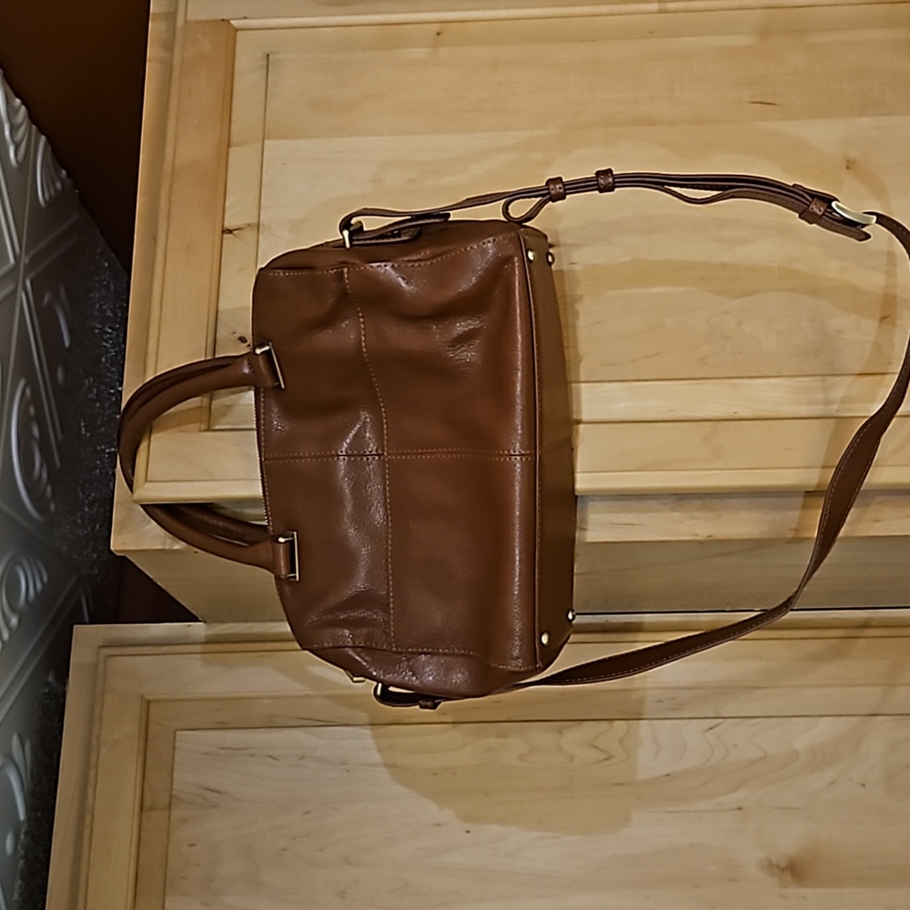 RACHEL Rachel Roy Cognac Brown Leather Crossbody Shoulder Satchel Bag